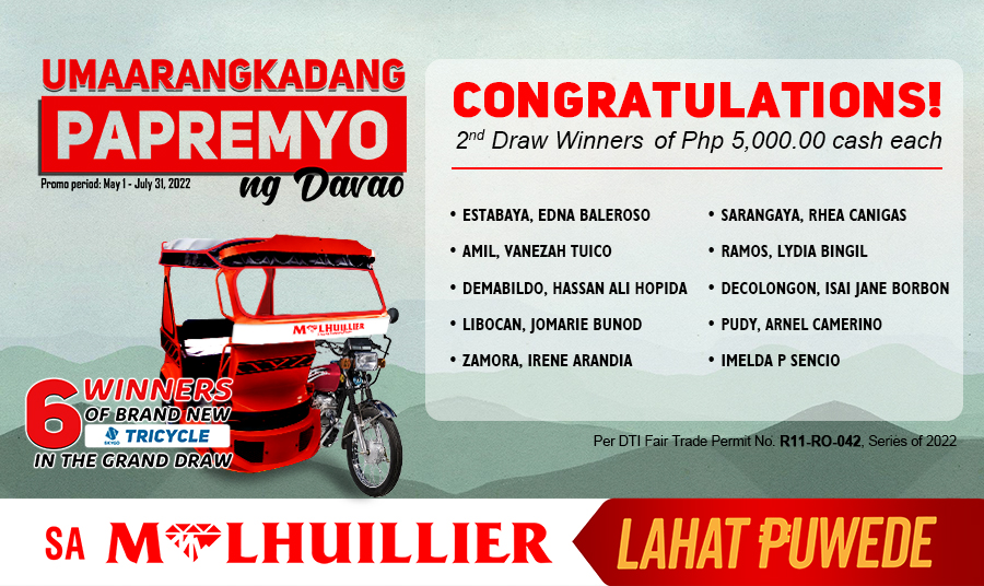 2nd DRAW (WEBSITE) -UMAARANGKADANG PAPREMYO NG DAVAO Winners