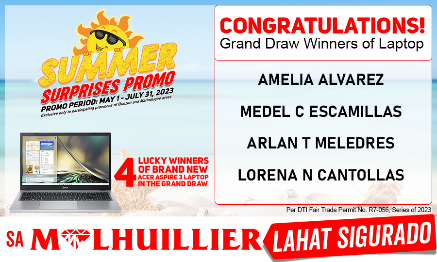 MLHUILLIER - SUMMER SURPRISES PROMO - Grand Draw Winners Website