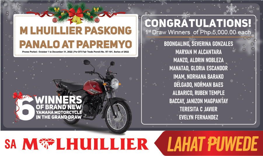 M LHUILLIER PASKONG PANALO AT PAPREMYO - 1st Draw Winners Website