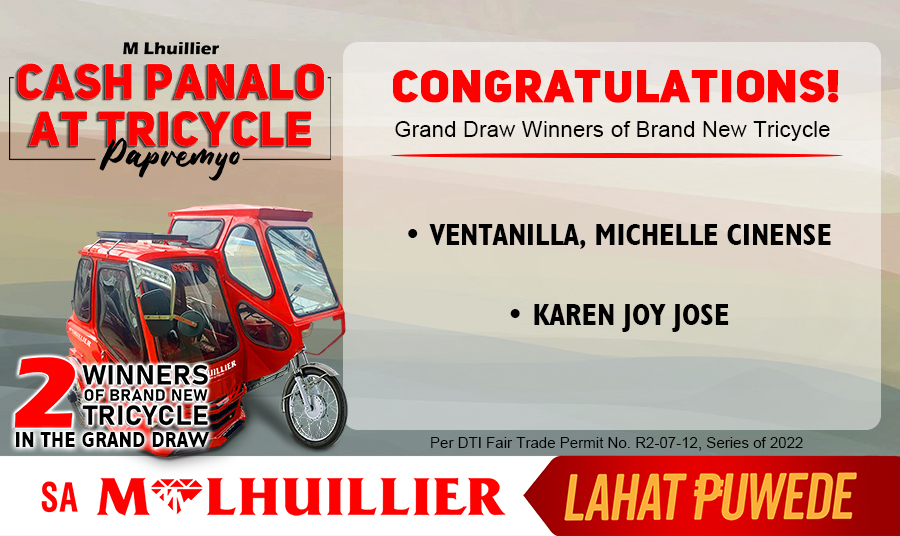 MLHUILLIER CASH PANALO AT TRICYCLE PAPREMYO - Grand Draw Winners (Website)