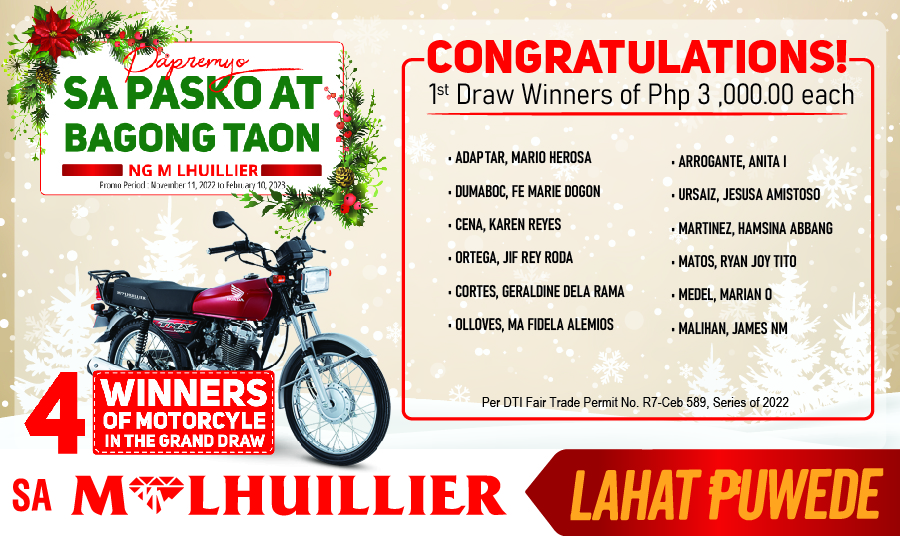 PAPREMYO SA PASKO AT BAGONG TAON NG M LHUILLIER - 1st Draw Winners Website