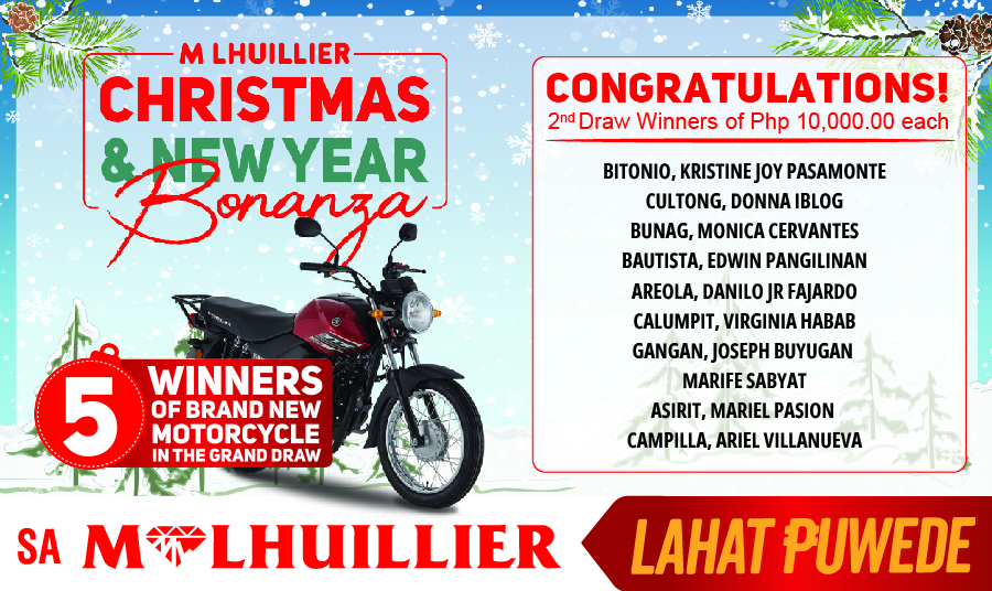 M LHUILLIER CHRISTMAS & NEW YEAR BONANZA - 2nd Draw Winners Website
