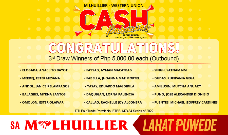 Mlhullier-Western Union Cash Pabuenas - 3rd Draw Outbound Winners (Website)