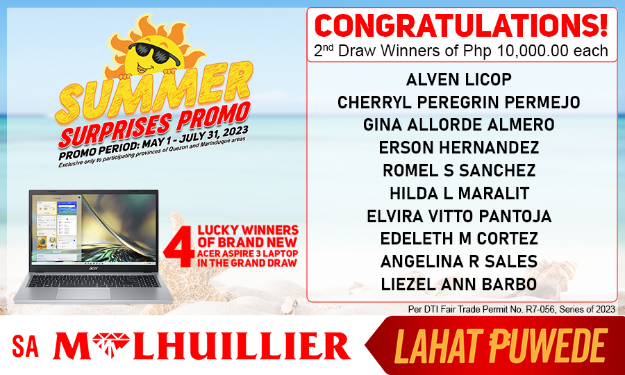 MLHUILLIER - SUMMER SURPRISES PROMO - 2nd Draw Winners Website