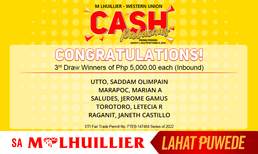 Mlhullier-Western Union Cash Pabuenas - 3rd Draw Inbound Winners (Website)