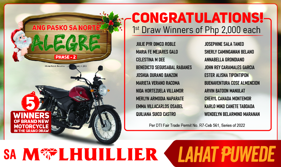 ANG PASKO SA NORTE, ALEGRE - 1st Draw Winners Website