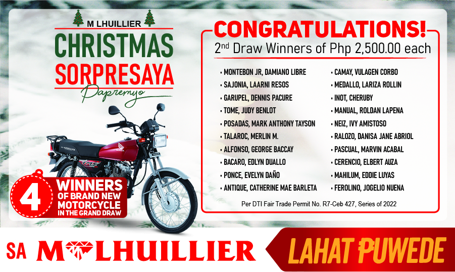M LHUILLIER CHRISTMAS SORPRESAYA PAPREMYO - 2nd Draw Winners Website