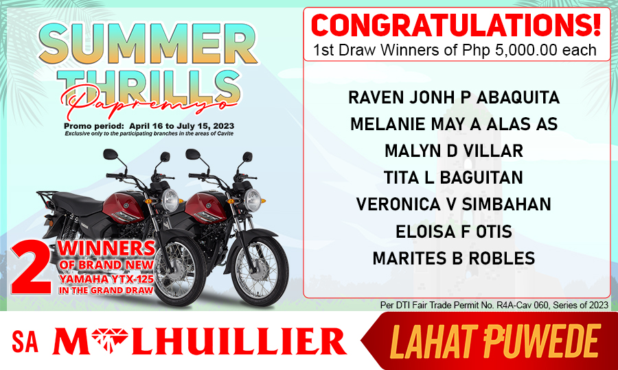 MLHUILLIER SUMMER THRILLS PAPREMYO - 1st Draw Winners Website