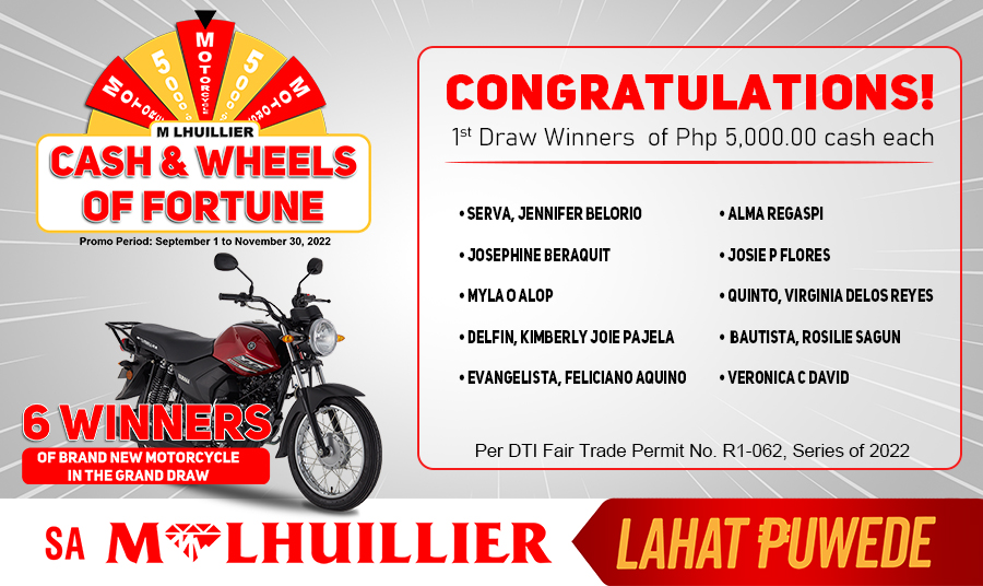 CASH & WHEELS OF FORTUNE - 1st Draw Winners (Website)