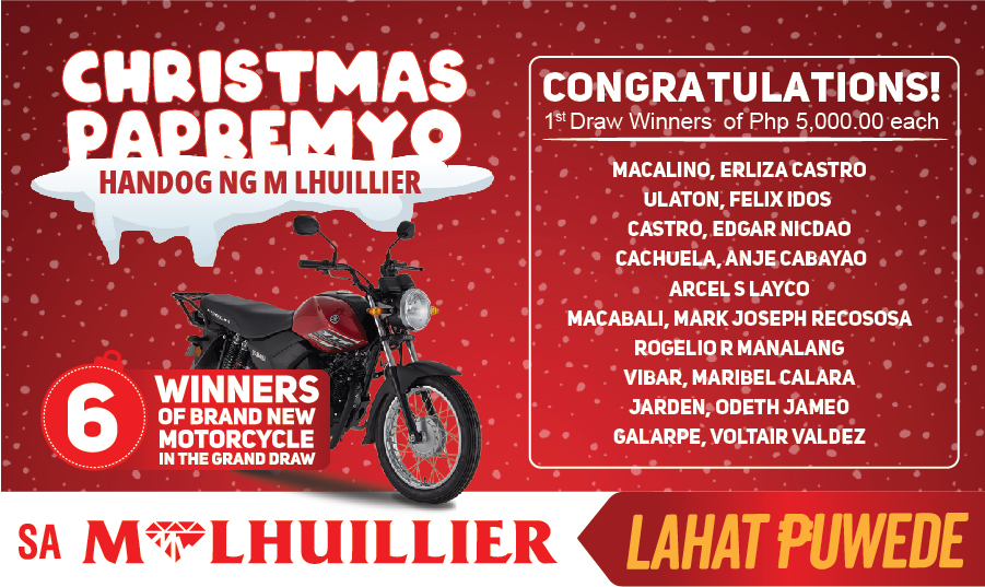 CHRISTMAS PAPREMYO HANDOG NG M LHUILLIER - 1st Draw Winners Website