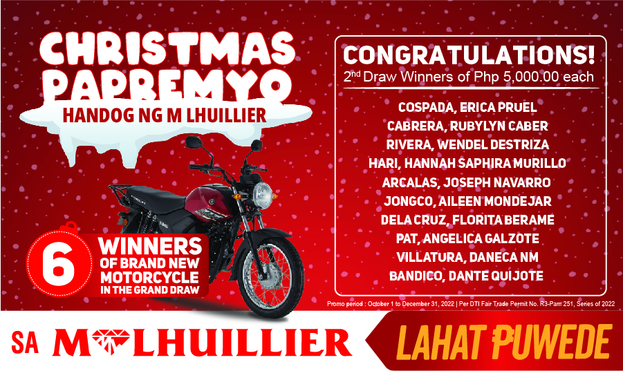 CHRISTMAS PAPREMYO HANDOG NG M LHUILLIER - 2nd Draw Winners Website