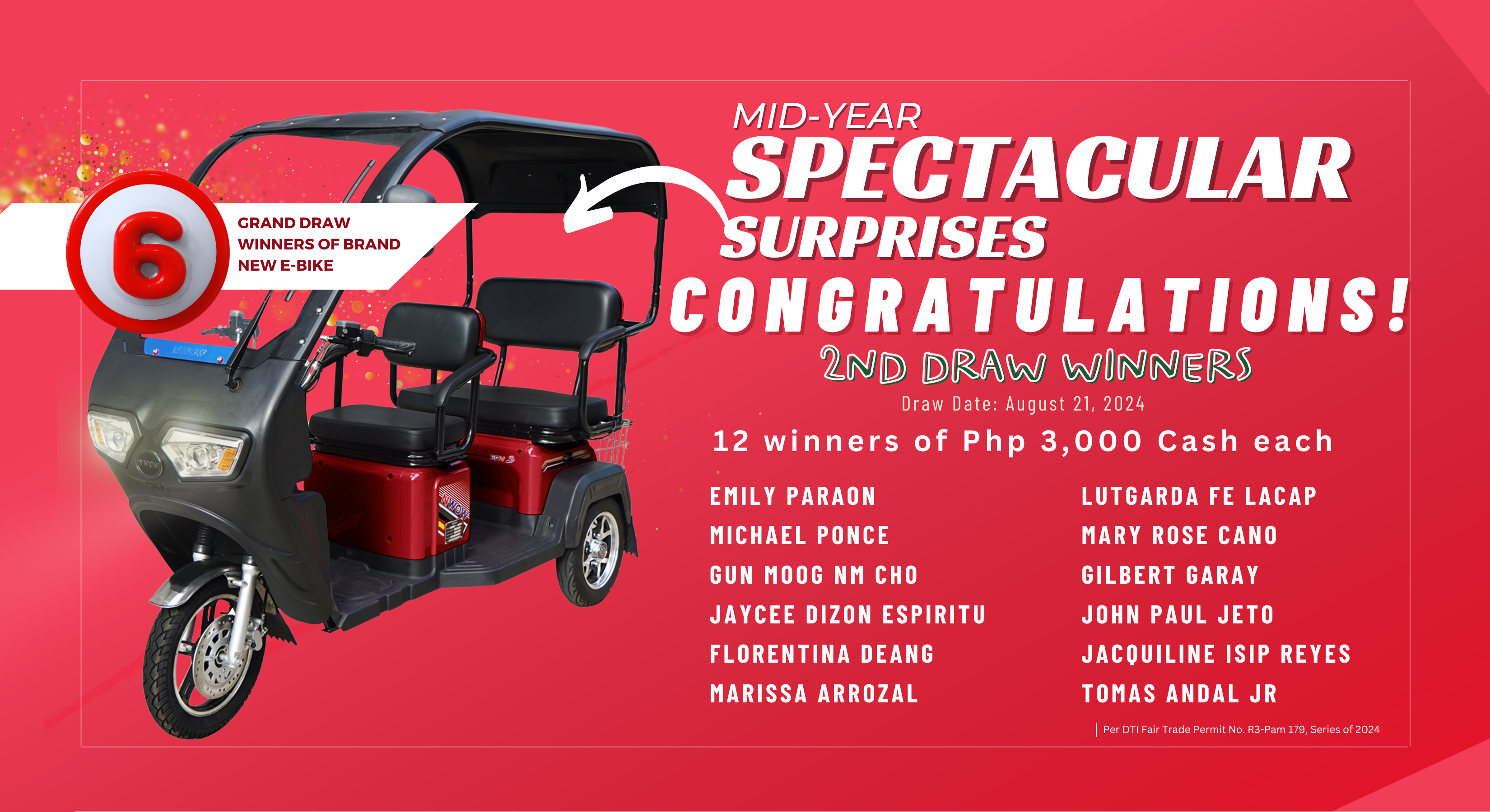 WEBSITE MID-YEAR SPECTACULAR SURPRISES 2nd Draw Winners