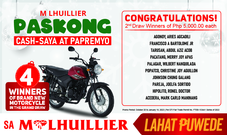 MLHUILLIER PASKONG CASH-SAYA AT PAPREMYO - 2nd Draw Winners Website