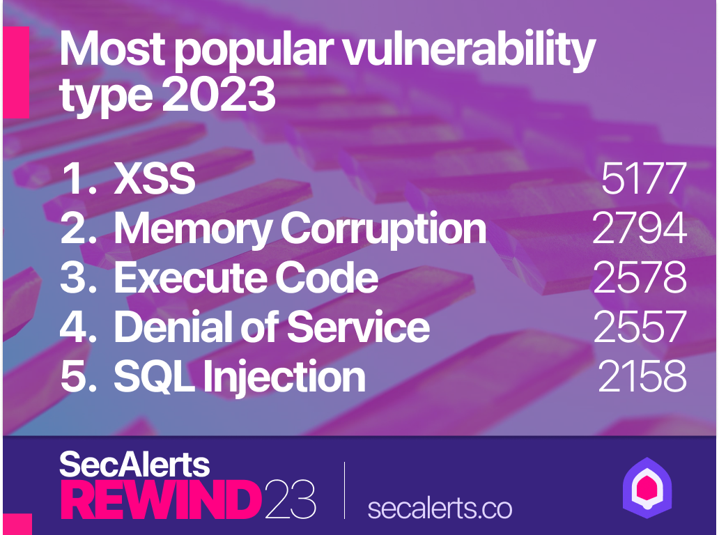 Most popular vulnerability types in 2023