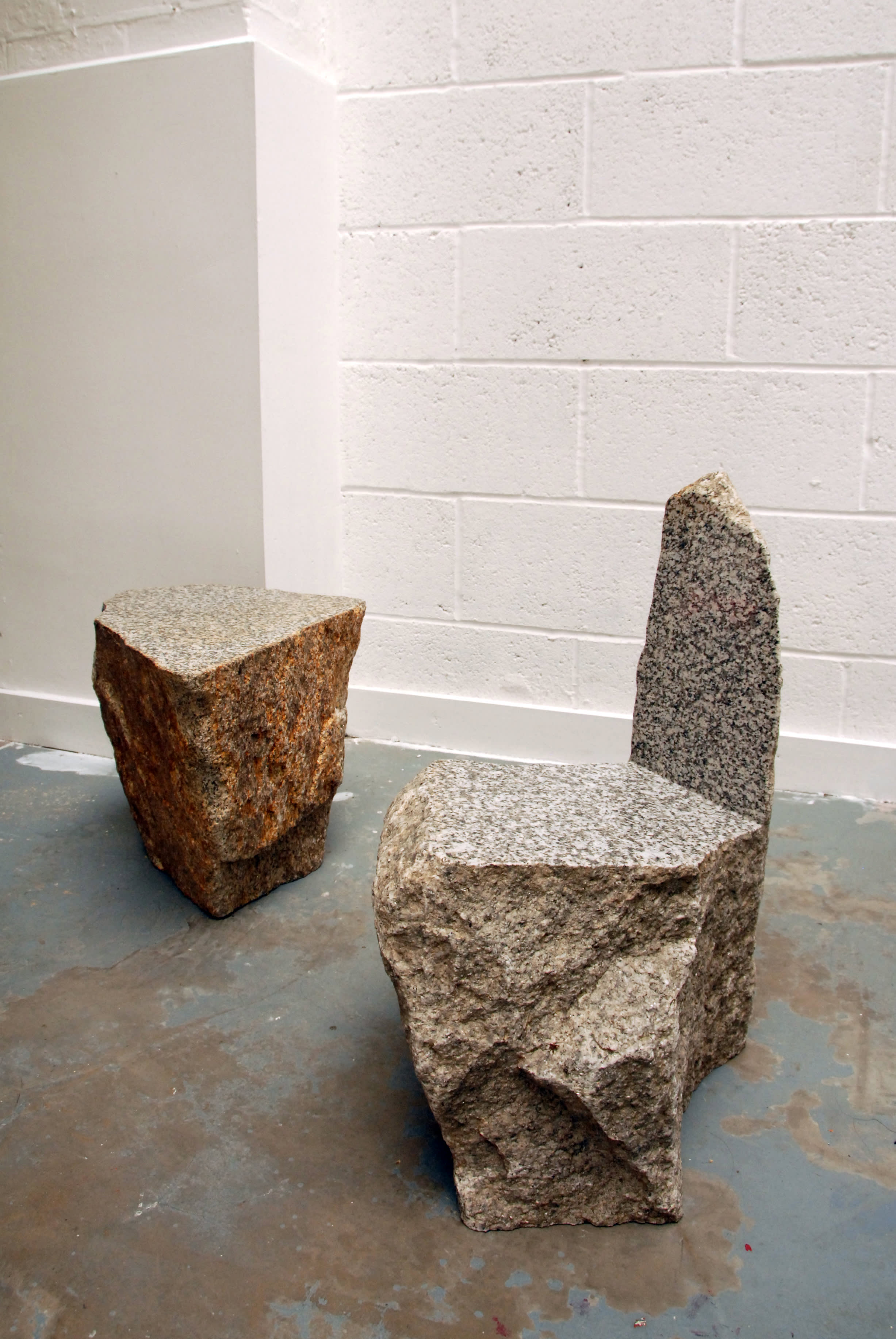 DeLank Cornish Granite used by Lamb in the design of a chair and side table.