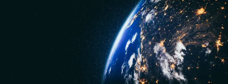 Planet earth globe view from space showing realistic earth surface and world map