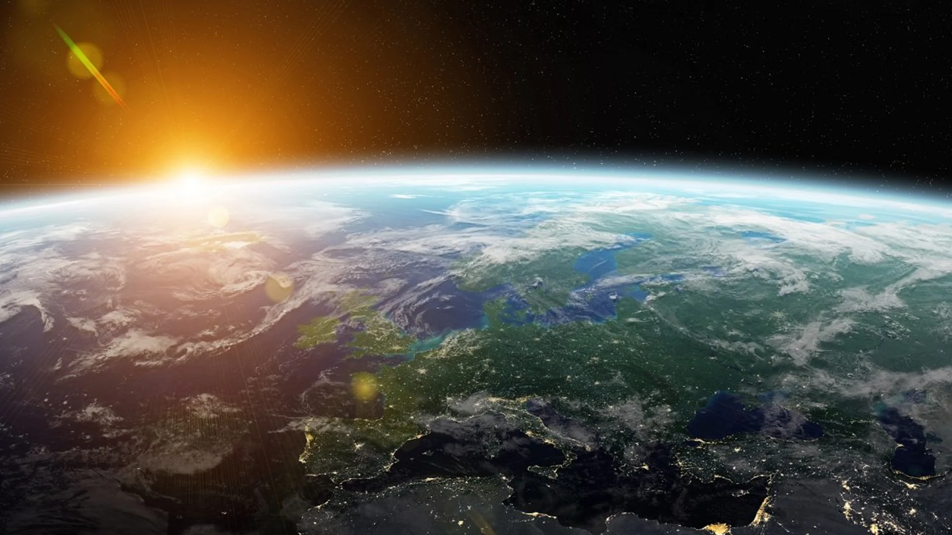 View of blue planet Earth in space 3D rendering elements of this