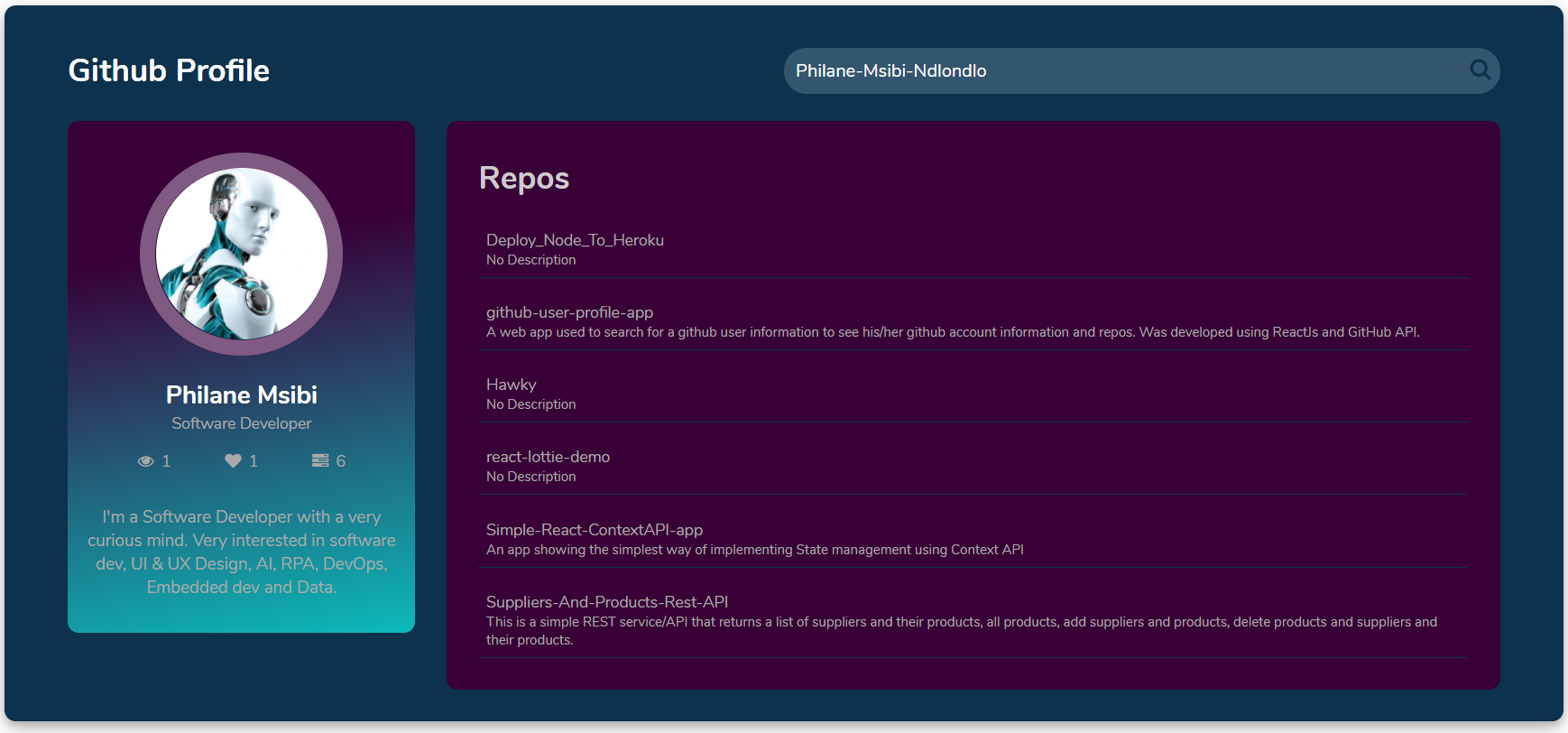 GitHub User Profile Search Pic 1