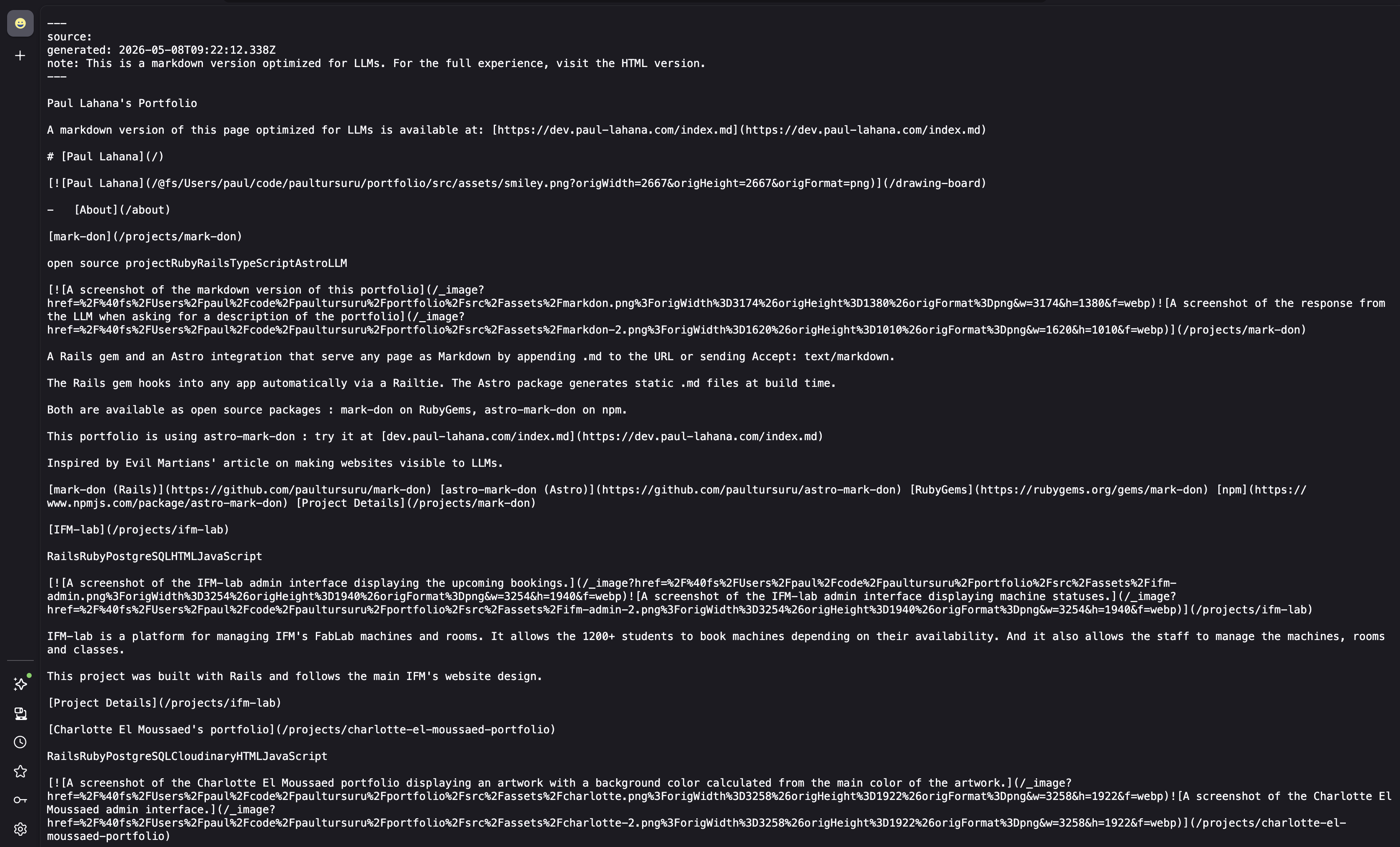 an exemple of this portfolio as a markdown