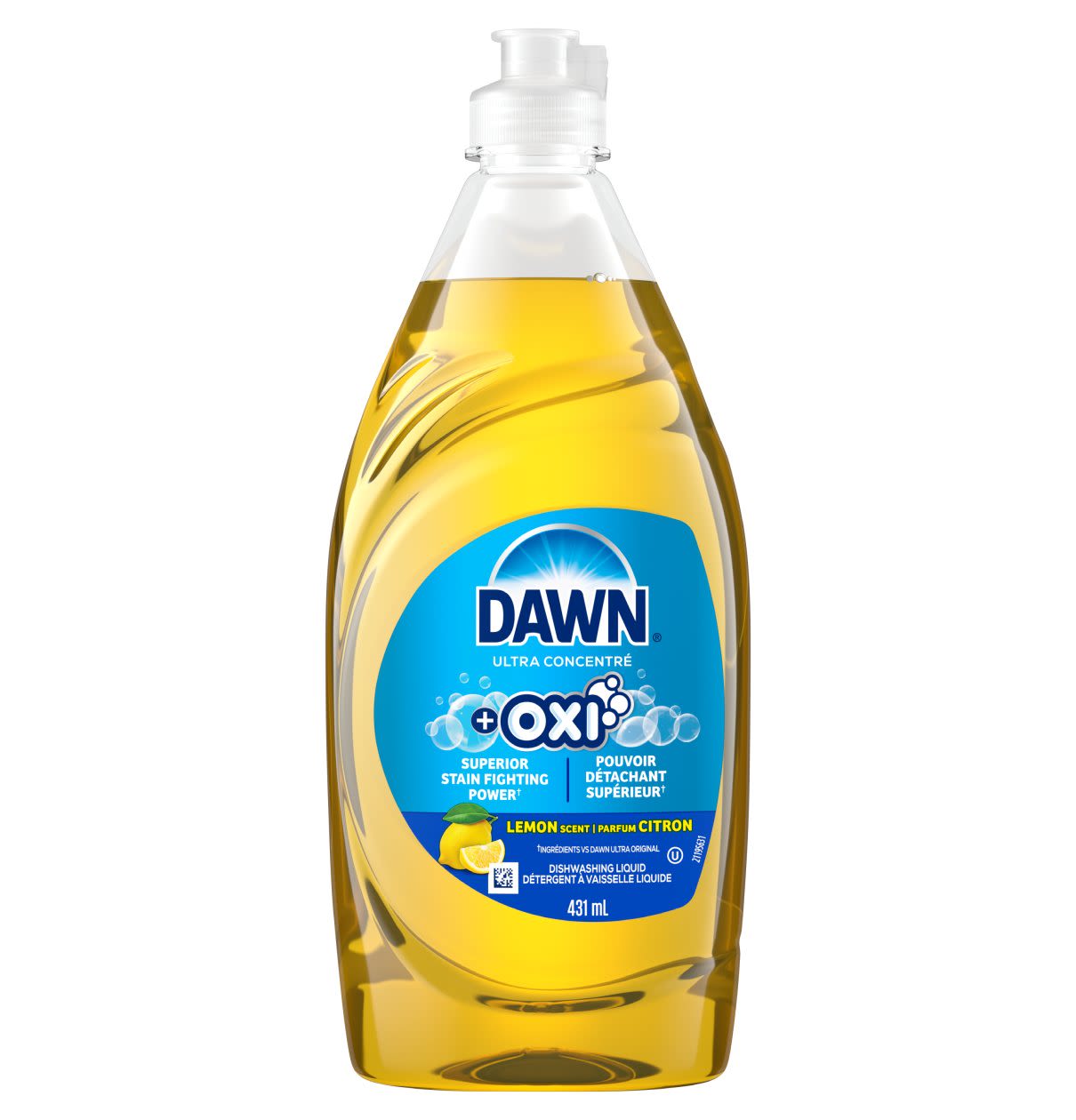 Dawn Ultra Oxi Dish Soap, Dishwashing Liquid, Lemon Scent 431 mL