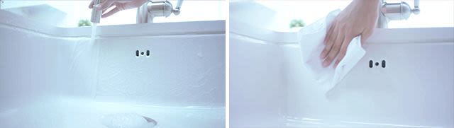 Hand rinsing sink with faucet water and hand drying sink with paper towel