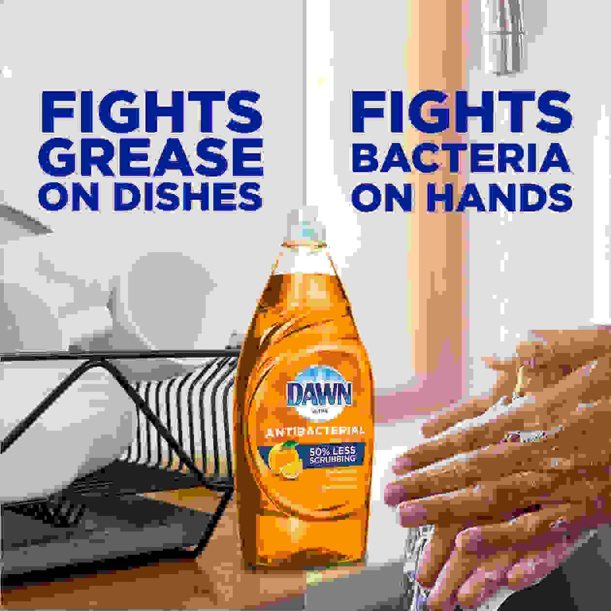 Dawn Antibacterial Hand Soap, Dishwashing Liquid, Orange - Fights Grease on Dishes