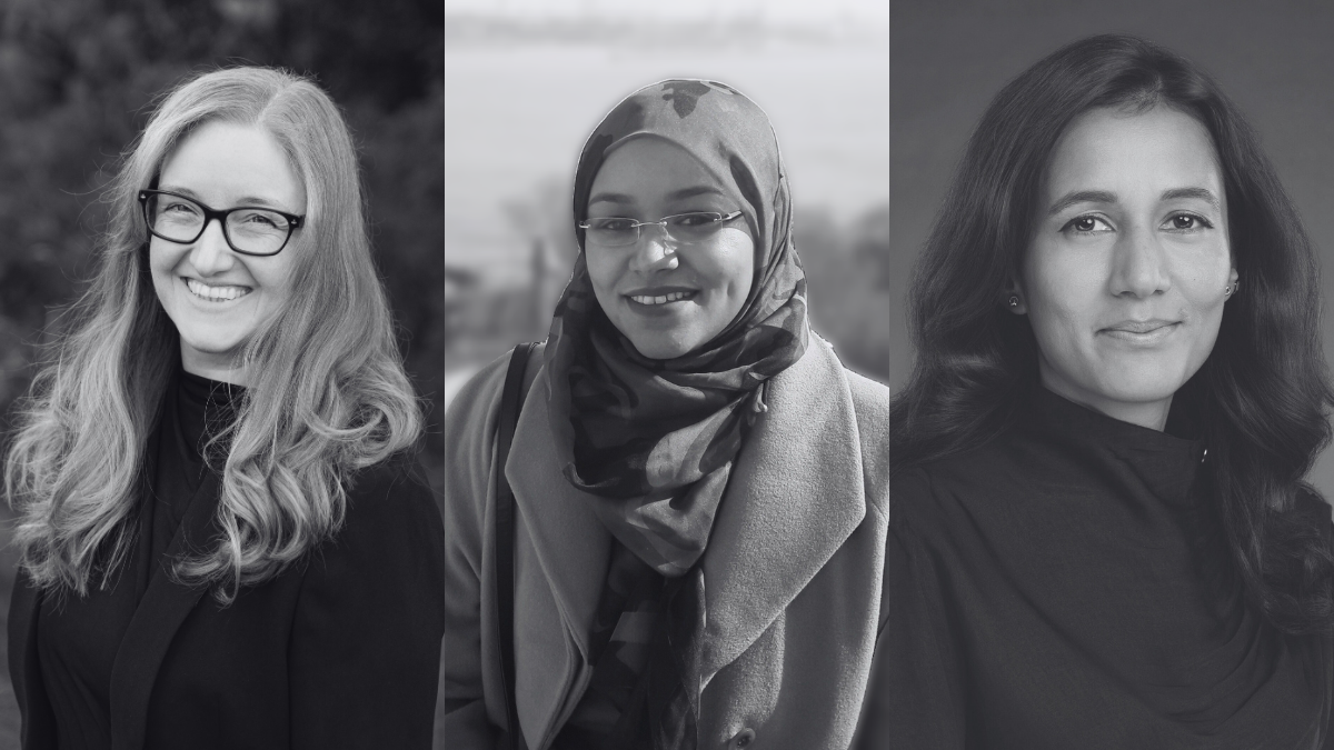 Black & white headshots of the three women joining PREreview Advisory Committee.