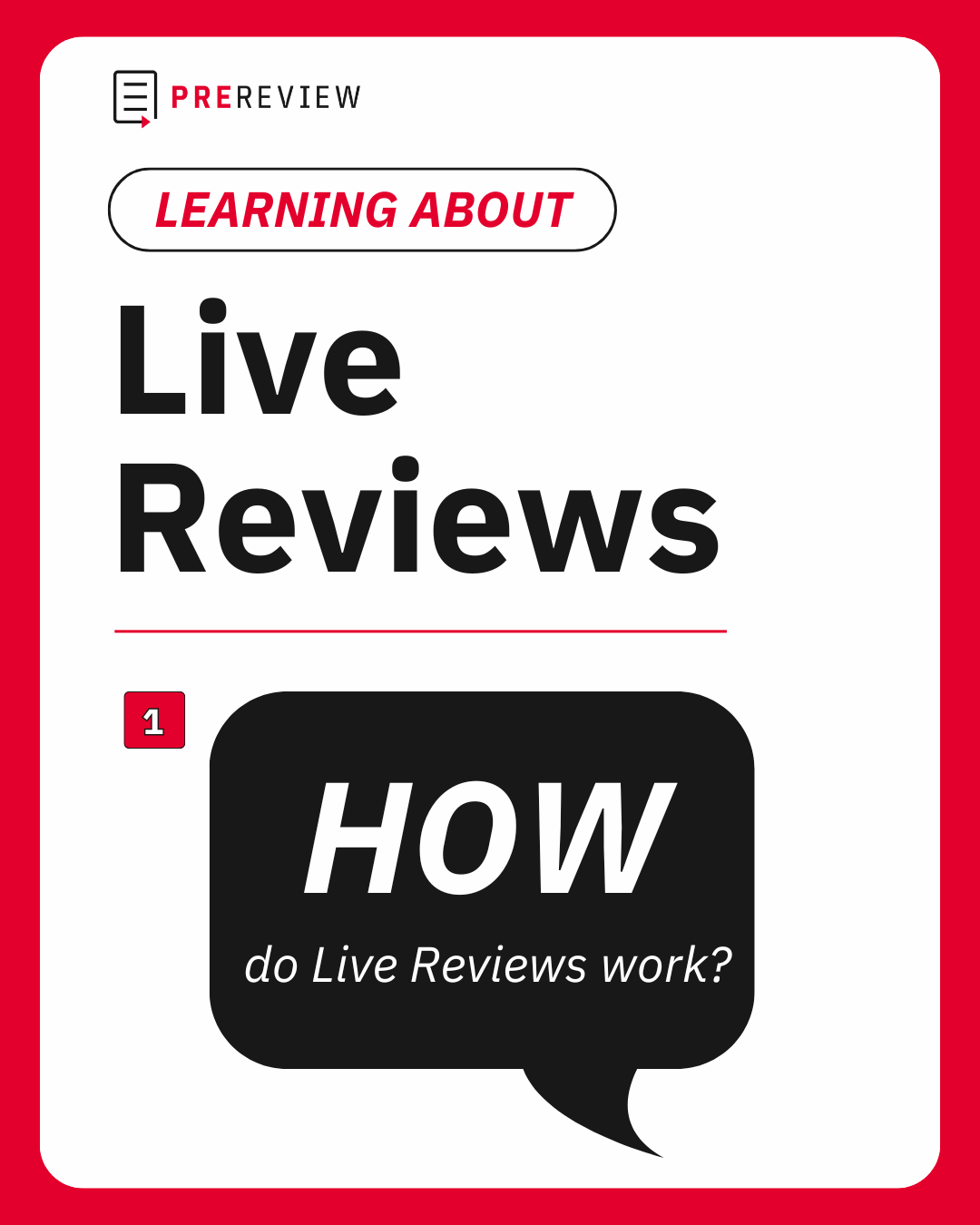 ​​An infographic with a white background. In the center is an illustration of a medium-skinned person on the left with curly, short black hair wearing a sage green shirt talking with a light-skinned person on the right with long, straight black hair and bangs wearing a red long-sleeved shirt. Both people are holding up a paper and speaking with a grey speech bubble, inside the top bubble is a QR code. The two people are sitting at a yellow table that bears the link: "bit.ly/LiveReview-webinar25" in blue, bolded text.