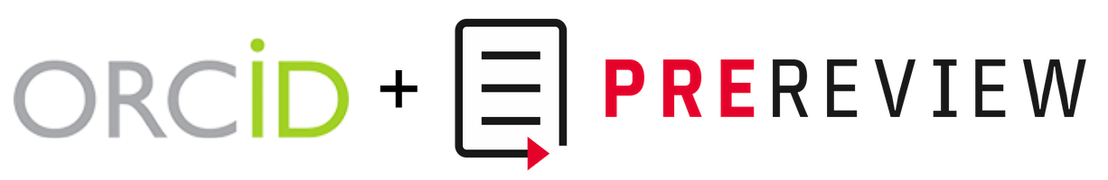 The ORCID logo next to the PRErevoew logo, joined by a plus sign