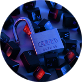 image of lock and keyboard keys - promo for Insurance Fraud and scam article