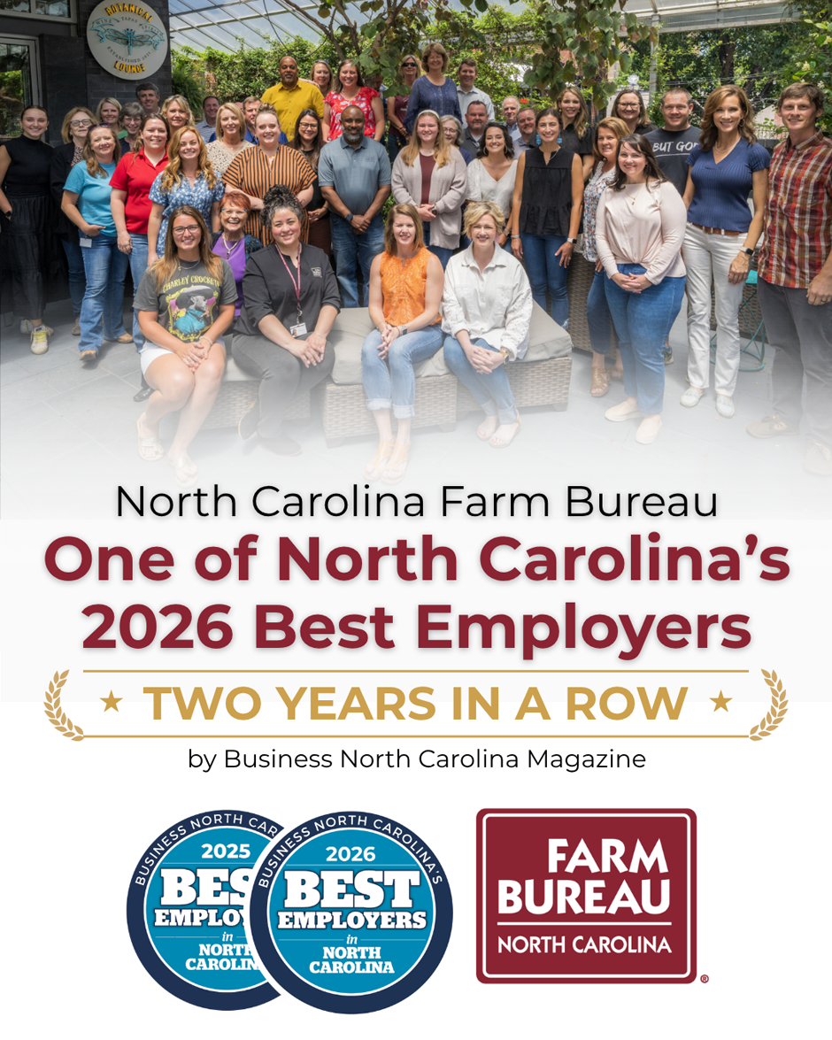 North Carolina Farm Bureau One of North Carolina's 2026 Best Employers by Business North Carolina Magazine