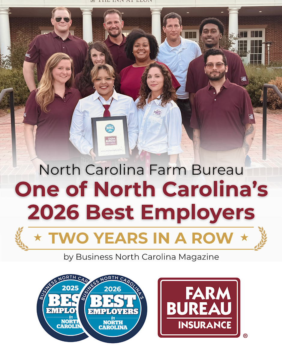 North Carolina Farm Bureau One of North Carolina's 2026 Best Employers by Business North Carolina Magazine