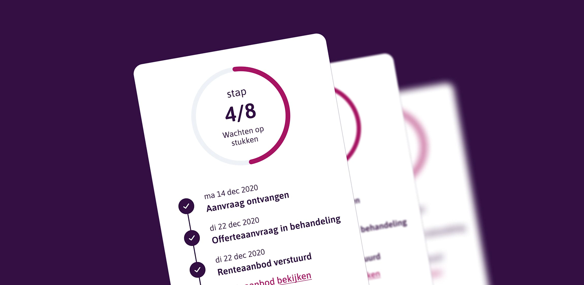 Een voorbeeld van het component voor de stappen die doorlopen moeten worden 