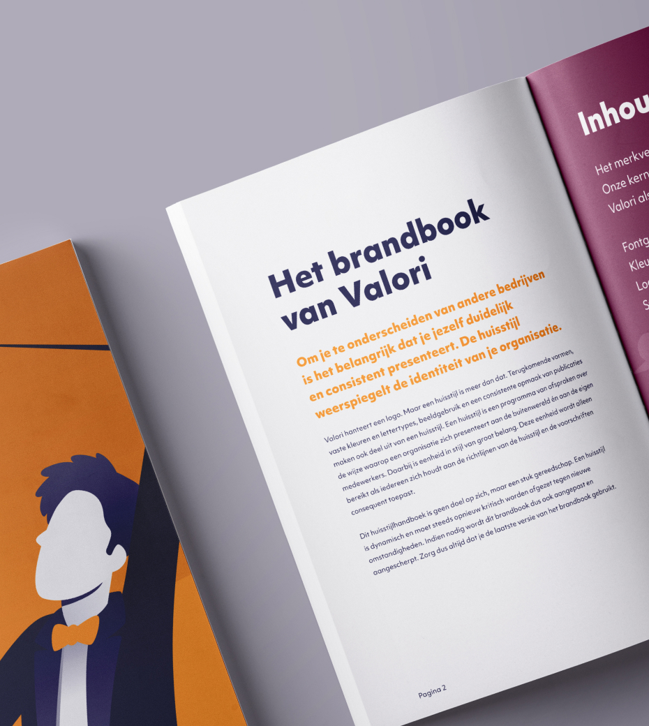 Een voorbeeld van de uitgeklapte menu van Valori 