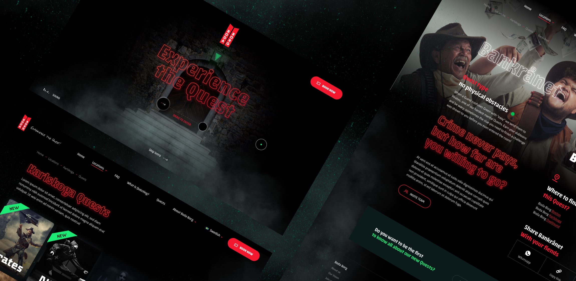 Enkele pagina's van Boda Borg naast elkaar uitgelicht. 