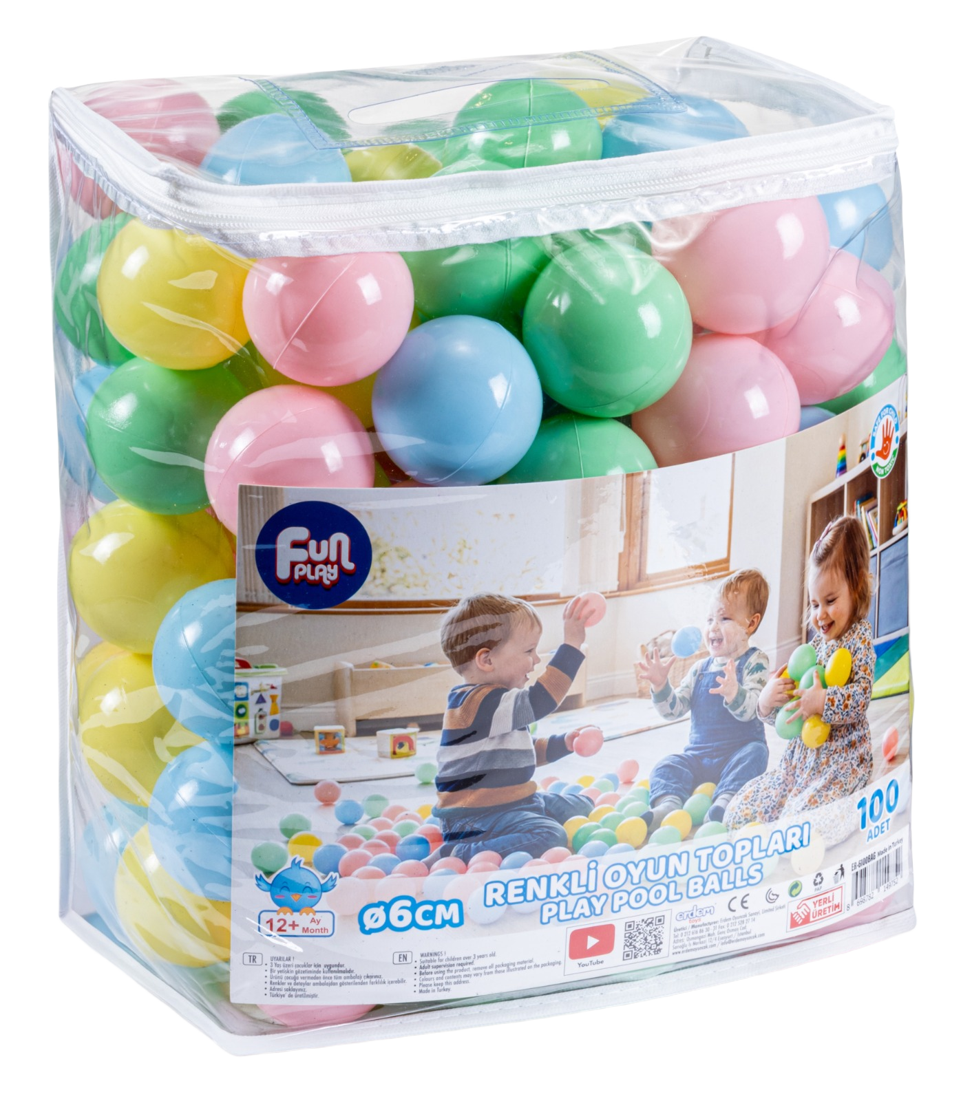 6cm Pastel Ball Pit Balls (100-Pack in Carry Bag)