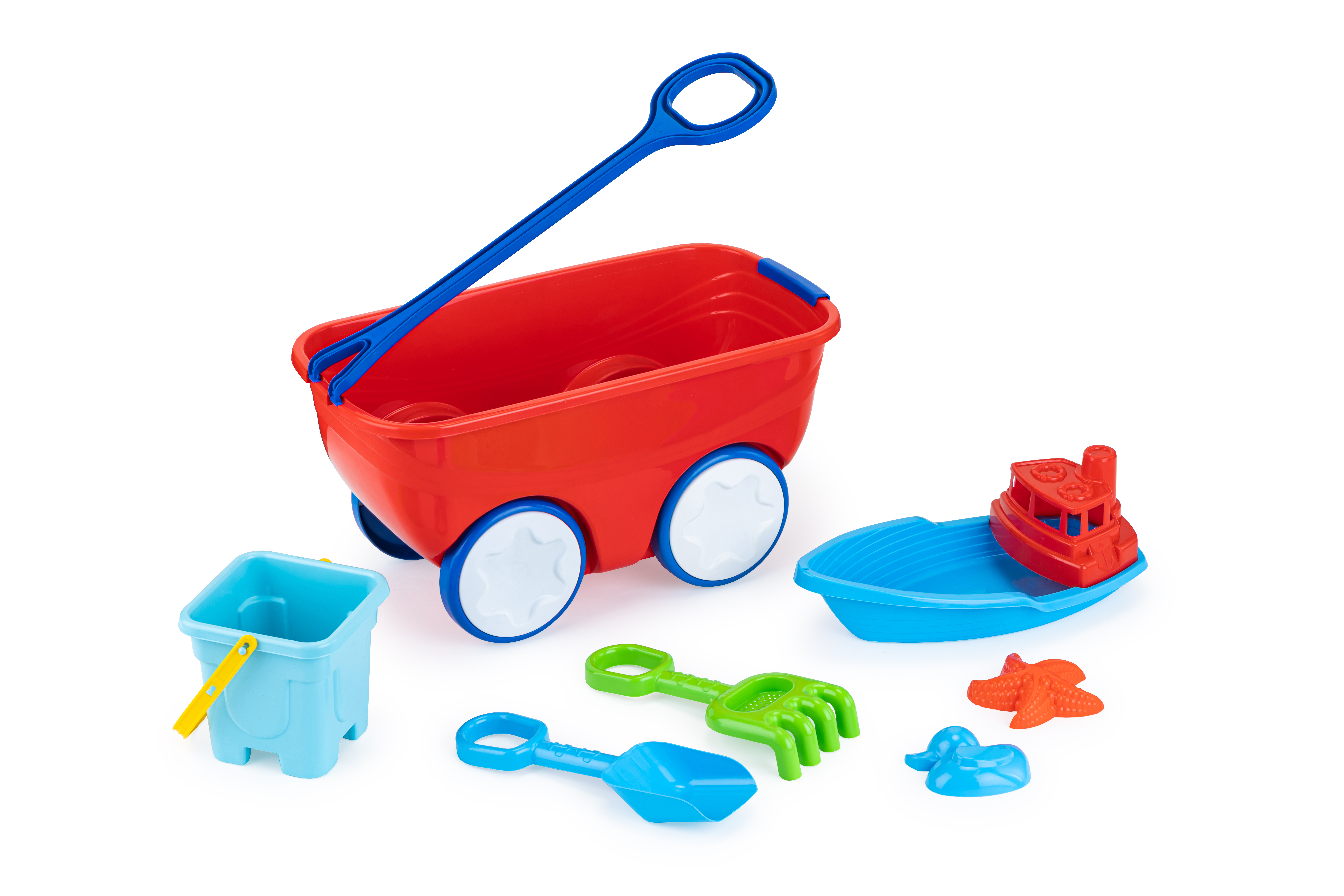 Pull-Along Wagon Playset with Fishing Boat and Bucket thumbnail 2