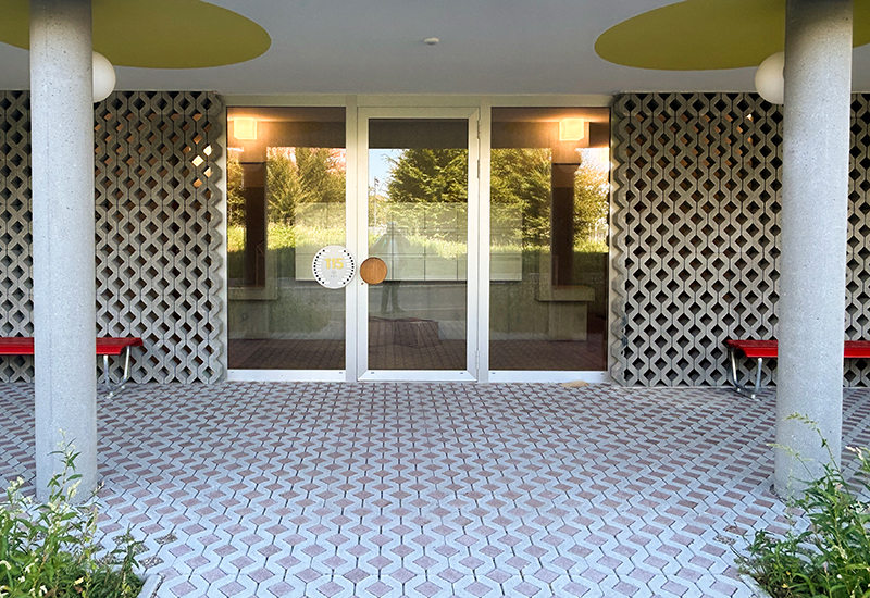 Dalles gazon GRISON comme revêtement de sol et élément de façade