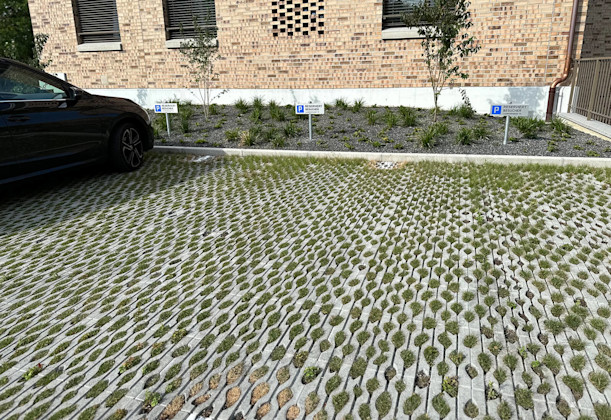 Parkplatz aus SENTONI Rasengittersteinen