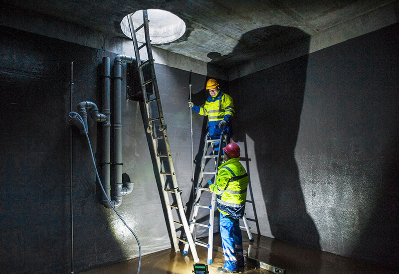 Mesure de l'installation de la petite station d'épuration