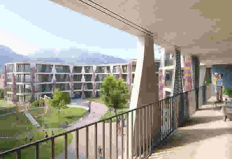 Visualisierung Aussicht Balkon Lindenpark, Maienfeld