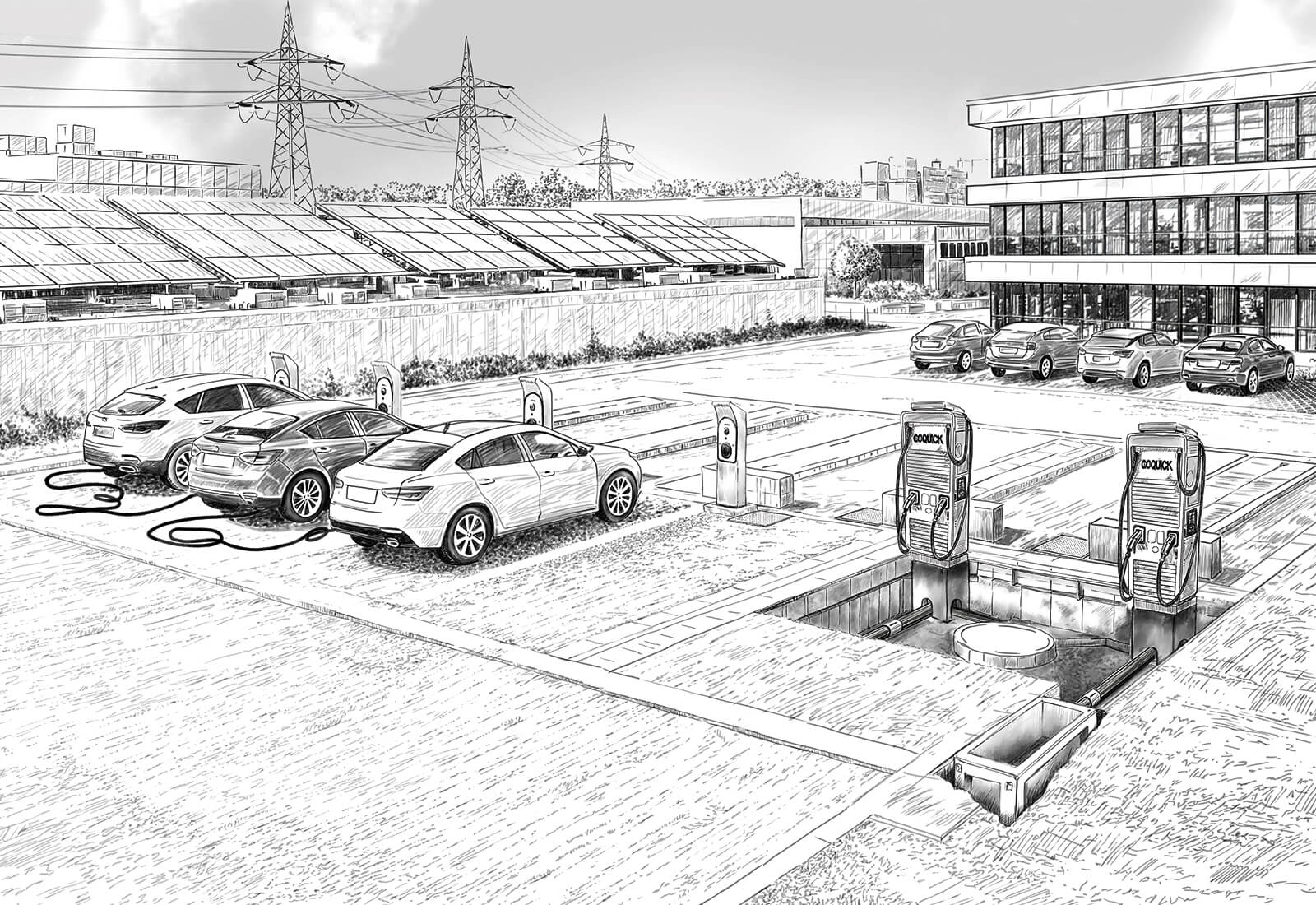 Visualisierung Energie Produkte Parkplatz