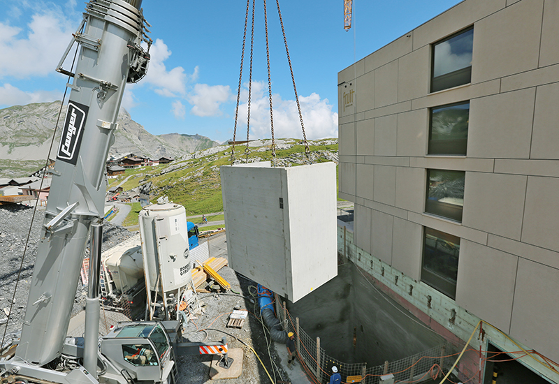 Einbau der Betonelemente