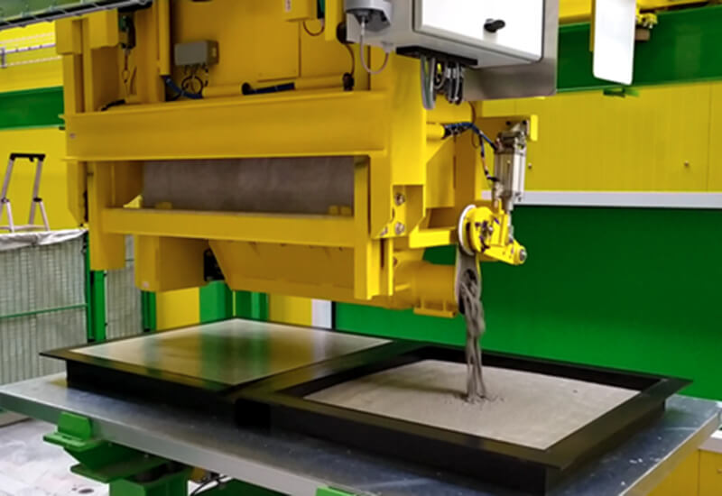 Production de produits en béton avec l'installation Quadra Wetcast