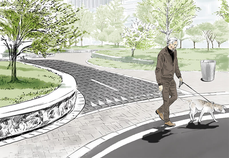 Begrünte Einmündungen von Strassen