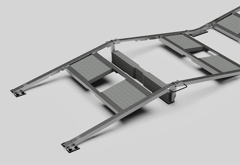 Gerüst SmartSolarBox mit Gewichtssteinen von CREABETON