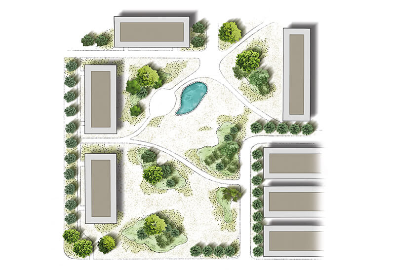 Visualisation d'immeubles collectifs avec végétalisation