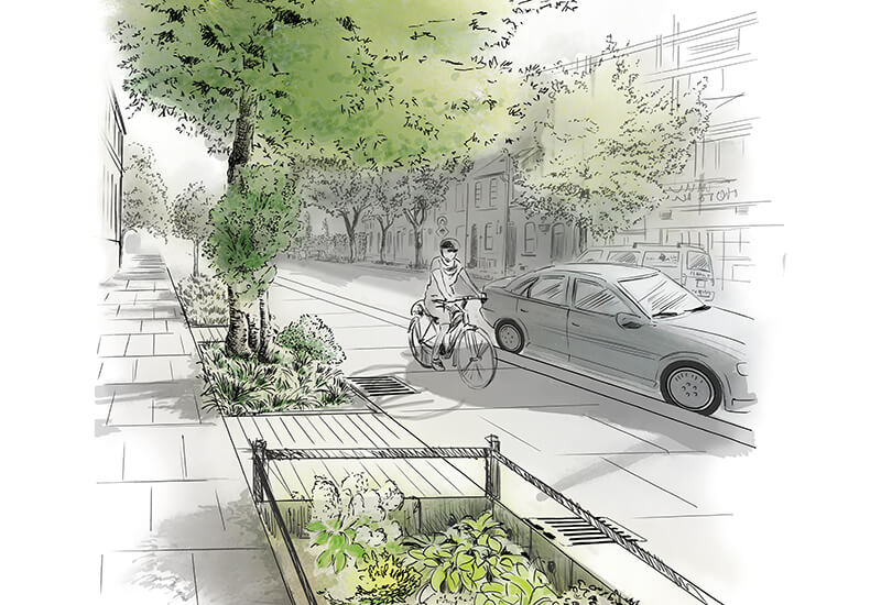 Visualisierung begrünte Strassenräume