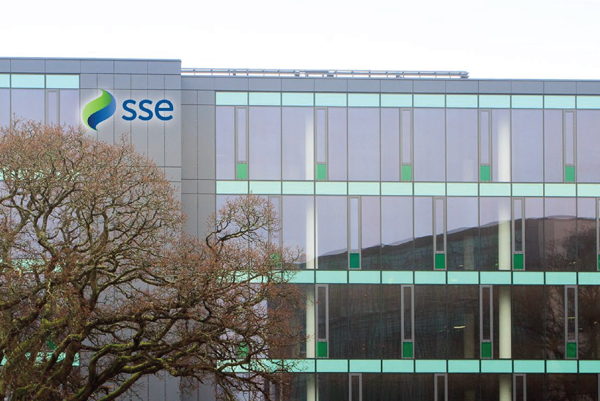 Red-Oak A large office block with the SSE logo on it