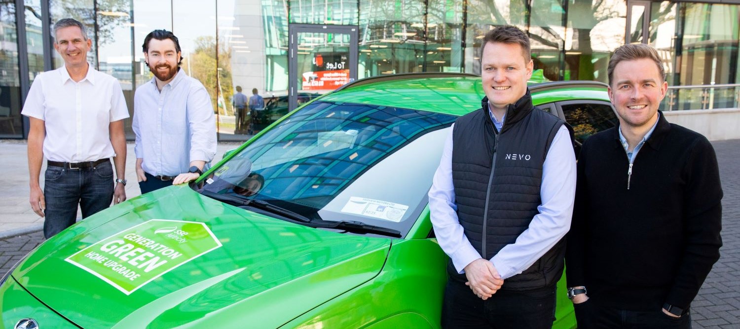 Pictured (l to r): Steve Holford and Paul O'Keeffe, SSE Energy Customer Solutions with Liam Grimes and Conor O'Boyle, Nevo, announcing the Nevo Driving Experience event series.